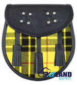 MacLeod of Lewis Tartan Sporran Black Leather Scottish Sporran