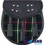 Mackenzie Tartan Sporran Black Leather Scottish Sporran