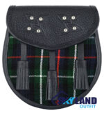 Mackenzie Tartan Sporran Black Leather Scottish Sporran