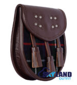 Mackenzie Tartan Sporran Brown Leather Scottish Sporran - Image 2