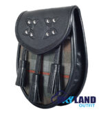 Weathered Mackenzie Tartan Sporran Black Leather Sporran - Image 3