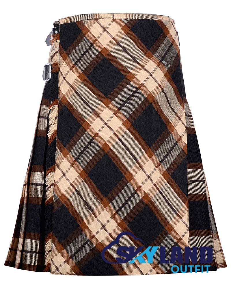Rose-Ancient-tartan-bespoke-kilt-front.jpg Rose Ancient Tartan Traditional 8-Yard Kilt with Bias Cut - Image 1