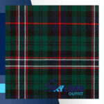 Scottish National tartan fabric for sale showing universal green blue sett with red white accents, authentic Scottish wool textile for all Scots and Highland dress