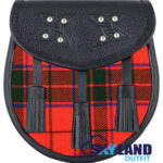 Scottish Rose Tartan Sporran Black Leather Scottish Sporran
