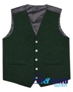 Solid green tartan Argyle waistcoat made to order for Highland wear and kilts