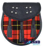 Wallace Tartan Sporran Black Leather Scottish Sporran