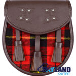 Wallace Tartan Sporran Brown Leather Scottish Sporran