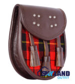 Wallace Tartan Sporran Brown Leather Scottish Sporran - Image 2