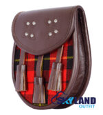 Wallace Tartan Sporran Brown Leather Scottish Sporran - Image 3