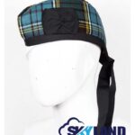 Anderson tartan Glengarry hat with red pom pom, authentic Scottish Highlander accessory featuring clan Anderson diced tartan pattern