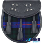 Armstrong Tartan Sporran Black Leather Scottish Sporran