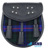 Armstrong Tartan Sporran Black Leather Scottish Sporran