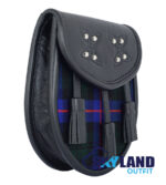 Armstrong Tartan Sporran Black Leather Scottish Sporran - Image 2