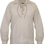 Beige Jacobite ghillie kilt shirt full sleeve polycotton Jacobean style