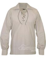 Beige Jacobite ghillie kilt shirt full sleeve polycotton Jacobean style
