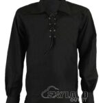 Black Jacobite ghillie kilt shirt full sleeve cotton Jacobean style