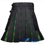 Black Denim & Irish Tartan Hybrid Utility Kilt - Image 4