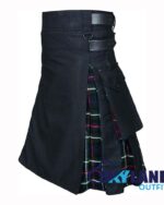 Black Cotton & Mackenzie Tartan Hybrid Utility Kilt - Image 2