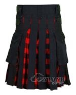 Red Black Rob Roy Tartan Hybrid Utility Kilt | Black Cotton - Image 4