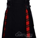 Wallace tartan hybrid utility kilt with black cotton body