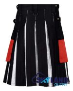 Hybrid Utility Kilts - Black Inner Red and White Cotton Kilt - Image 5
