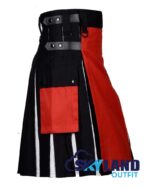 Hybrid Utility Kilts - Black Inner Red and White Cotton Kilt - Image 3
