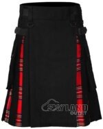 Royal Stewart tartan hybrid utility kilt with black cotton body