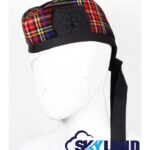 Black Stewart Tartan Glengarry Hat Traditional Highlander Cap
