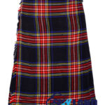 Black Stewart Tartan 8 Yard Kilt - Traditional Kilts for Men