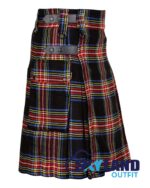 Black Stewart Tartan Kilt – Modern Utility Scottish Kilts - Image 2