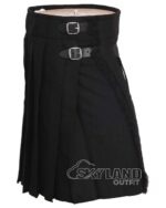 Solid Black Tartan 5-Yard Kilt | Lightweight Casual Traditional Kilts - Image 2
