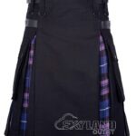 Pride of Scotland tartan hybrid utility kilt with black cotton body