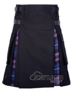 Pride of Scotland tartan hybrid utility kilt with black cotton body