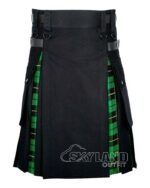 Wallace Hunting tartan hybrid utility kilt with black cotton body