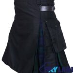 Hybrid Utility Kilts - Black  Watch Tartan & Black Cotton Kilt