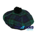 Black Watch Tartan Tam o Shanter Traditional Scottish Bonnet Hat for Highland Dress