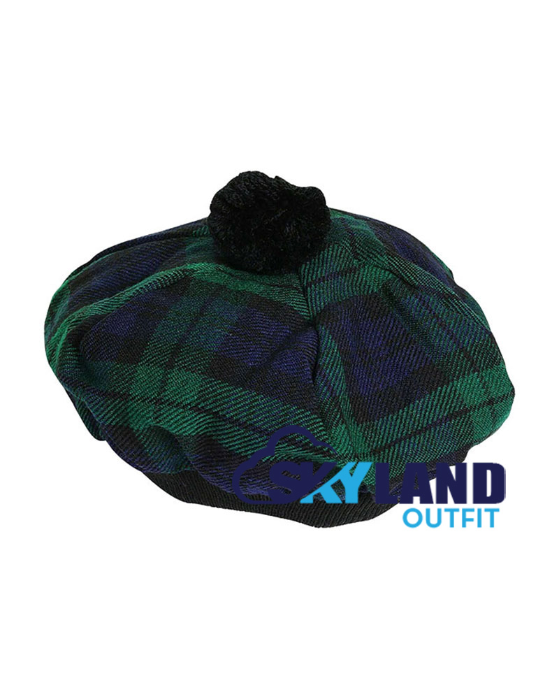 black-watch-tam-hat-4.jpg Black Watch Tartan Tam o Shanter Traditional Scottish Bonnet Hat for Highland Dress