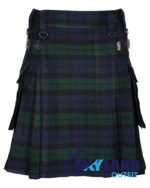 Black Watch Tartan Modern Utility Scottish Kilt for Highland Dress