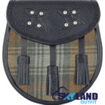 Weathered Black Watch Sporran Black Leather Scottish Sporran