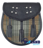 Weathered Black Watch Sporran Black Leather Scottish Sporran