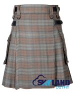 Black Watch Weathered Tartan Modern Utility Scottish Kilt for Highland Dress