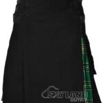 Irish Heritage tartan hybrid utility kilt with black cotton body