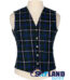 Douglas Blue tartan waistcoat front view—5-button Argyle vest in blue, green and black Clan Douglas "Never Behind" heritage pattern