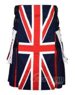 British Flag Utility Kilt – Handmade Cotton Patriotic Kilt for Men