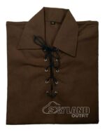 Brown Jacobite Ghillie Kilt Shirt | Jacobean Full Sleeve - Image 3