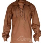Brown Jacobite ghillie kilt shirt full sleeve polycotton Jacobean style