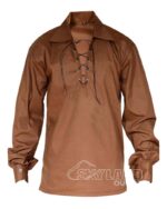Brown Jacobite ghillie kilt shirt full sleeve polycotton Jacobean style