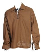 Brown Jacobite Ghillie Kilt Shirt | Jacobean Full Sleeve - Image 2
