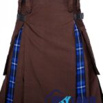 Hybrid Utility Kilts - Brown Cotton & Ramsey Blue Tartan Kilt