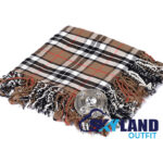 Campbell Thompson tartan kilt fly plaid with free Celtic brooch, unique dual clan fusion pattern representing Campbell and Thompson Scottish heritage